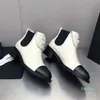 2023 Designer Pure Color Round-Toe Boots Dames Leer Outdoor Party Ademende elastische riemen Boot Lady SEXY Fashion Mid-Heel