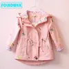 Jackets Spring herfst Girls Wind Breakher Coat Baby Kids Flower Borduurwerk Hapleed Out -meter voor jassen Jacket kleding 230815