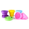 Silicone Collapsible Travel Cup, Portable Folding Camping Cup with Lids, Candy Color Expandable Drinking Cup for Outdoor Hiking Travel
