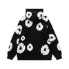 Men's Hoodies Sweatshirts Tears Puff Mens Winter Readymade Foam Flower Co Branded Denim Printed Distressed Pullover Cap Embroidery White Kapok Tidal 3ddj