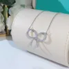 Marque de créateurs Tiffays Twisted Rope Butterfly Collier nouveau S925 STERLING Silver Bow Knot Full Diamond Collar chaîne droite