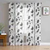 Kurtyna Bamboo Gradient Tekstura Czarne zasłony do salonu Drukowane okno Tiul Curtain Luksusowy domek Balkon Drape R230816