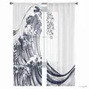 Curtain Simple Waves Style China Tulle Curtains for Living Room Bedroom Sheer Drapes Modern Printed Design Sheer Curtains