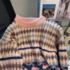 Frauenpullover Vintage Women Winter Pullover Oneck Loose Stick Cherry Chic Pullovers Patchwork Herbst Langarmspringer 230815