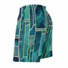Men's Shorts Summer Board Abstract Geometry Running Surf Blue Skies Print Custom Beach Casual Fast Dry Swimming Trunks Big Size