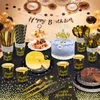 Andere evenementenfeestjes 49pcs Gold Dot Happy Birthday Set Paper Black Plates Aapkins Cups For Men Dames servies Decor 230815