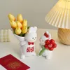 Decorative Objects Engaged Couple Rabbit Vase Flower Arrangement Wedding Room Decoration Living Home Gift 230815