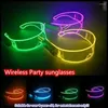 Украшения для вечеринок светодиодные очки El Wire Neon Bar Luminous Slow Light Up Rave Costume Decor DJ Sunglasses Хэллоуин