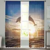 Rideau Dauphin Dusk Sea Jumping Rideaux de fenêtre transparents pour chambre à coucher Le salon Rideaux en tulle modernes Rideaux pour cuisine d'hôtel