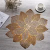 Tischläufer Yomdid Lotus Blume PVC Bronzing Hollow Tacemat Dekorationsmatten Western Food Pushion für Restaurant Küche Antislip Pad Pad