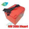 48V 30AH LIFEPO4 -batterij met BMS -oplaadbare batterij voor 750W 2000W omvormer Bike E Scooter Bicycle + 5A Charger