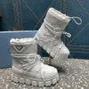 Nylon Plaque Onkle Boots slip-on chunky bottom bootie round rowe toe lace up ski snow boot women shoes shoit ustual flat bottomed fortwear platform fore