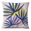 Kissen abstrakte Tropen in Orangen- und Blauprint Kissenbezug gelber Sonnenblumen Dekorative Kissen Home Decor Sofa Wurf