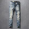 Herren Jeans Ly Designer Modelmen Retro Blue Stretch Slim Fit Ripped Elastic Vintage Denimhose Hombre Baumwollhosen