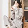 Women's Sleepwear Winter Warm Pyamas Pajamas Thick Family Christmas Clothes Coral Fleece Lounge Sets Homewear Flannel Night Wear