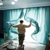 Perde Gökkuşağı Renkli Katı Beyaz Tül Sheer Pencere Perdeler Oturma Odası Yatak Odası Tül Voile Organza Perdeler Kumaş Drapes R230815