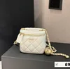 Designer crossbody makeup bag shoulder cometic bags luxurys small chain with golden ball womens fashion Lipstick Top Quality white purse10*9cm