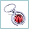 Keychains Lanyards Men Metal Keychain Pendant Rotate Golf Basketball Football Car Key Chain Ring Holder Jewelry Drop Delivery Fashio Dhmd9