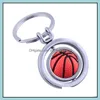 Keychains lanyards mannen metalen sleutelhanger hanger roteren golfbasketbal voetbalauto sleutelhanger ring houder sieraden druppel levering fashio dhmd9