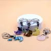 Charms 1pc Natural Stone Keychain Healing Moon Howlite Crystal Pendant Sliver Color Key Ring Car Bag Decor F1695