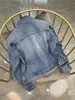 Kvinnorsjackor 100% bomullsvintage denimjacka avstängda kragen långärmad höst damer multipockets enkelbröstrock 230815