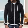 Heren Hoodies Sweatshirt Coat Slim Fit Outwear Contrast Color Splicing Streep Hoodie Stijlvolle Fleece Voering