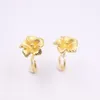 Stud Earrings Solid Pure 24Kt Yellow Gold Women Flower 1.9-2.1g 17x10mm