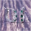 Hoop Huggie Fashion Womens 925 Sterling Sier Circle Earring Luxury Sapphire Emerald Gemstone Earrings Jewelry Gifts E11024 Drop Del Dhxug