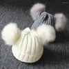 Beretten Baby Hat Sjalf Set Soft Infant Girl Boy Winter Autum voor kinderen Warm gebreide Toddler Stuff Beanies Cap Fur Ball