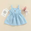 Robes de fille bébé filles robe sans manches avant Bowknot rayure fronde robe d'été mode princesse tenue décontractée