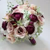 Wedding Flowers Silk Rose Bouquets For Bridesmaid Artificial Plum Holding Church Decor Ramo De Novia Para Bodas