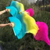 Stage Wear Wholesale 1Pair/2pcs Real Silk Belly Dance Fan Veils Classic Size Bamboo Veil Show Props Customized Colors