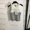 Persoonlijkheidsbrieven T Shirts Mouwloze tops Girls Gebreide shirt Fashion Stripe Designer Dames T Tees Luxe T -stukken kleding