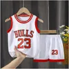 Yoga-outfit Jerseys Kids Summer Boys T-shirt Quick Dry Basketball Uniform Set Digitale printteam Toddler 3-12 jaar oude kleding Red DHK2S