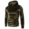 Heren Hoodies 2023 Autumn Winter Sweater Solid Velvet Hooded Slim Fitting Mode Beknipte mannelijke glanzende jas Sportkleding