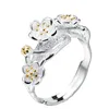 Bröllopsringar Original Design Big Flower Finger Ring Simple For Women Engagement Jewets Gifts