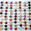 50/100 pcs New Jewelry Round Stone Vintage Style Colorful Openable Stone Ring Mix and Match Simple Women's Ring Jewelry Wholesale