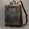 Sırt çantası retro tasarım deribackpack erkekler kadınlar inkskin çılgın at deri okul sırt çantaları basit stil çantası erkek önleyici hırsızlık