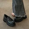Sapatos de vestido de boca rasa casual shoe slip-on outono oxfords calçados femininos com pêlos de tamancos britânicos de estilo britânico redondo dedo redondo sl0816