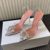 Amina muaddi Glass Sl Sandal 9.5cm Crystal-embellished Rosle PVC Pumps Heels Sandals Women's Designers Dress Shoe Wedd Party Shoes luxury designer sandals with box