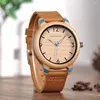 Zegarek na rękę bobo ptak drewniany zegarek dla mężczyzn kobiety Japan Analog kwarc 44 mm unisex przyczynowy zielone zegarki skórzane