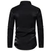 Mens Casual Shirts Shiny Black 70s Men Brand Long Sleeve Prom Dress Button Down Nightclub Social Shirt Male 230815