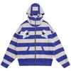 Men's Hoodies 2023 Men Star Embroidery Striped Streetwear Sweatshirt Harajuku Oversized Hip Hop Y2K Hoodie Man Loose Tracksuit