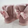 Сапоги New Bow Women Boots Boots Snownuine Sheepskin Кожа мод