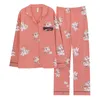 Kvinnors sömnkläder vår bomull Kvinnor pyjamas Set Floral Lads Long Sleeve Turn-Down Collar M-3XL Pyjamas Femme