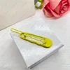 Designer Fashion Lemon Green Interlock Patroon Beauty Portret Haarclips Barrettes, Valentijnsdag, Kerstmis, Thanksgiving, Geschenken