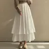 Юбки Gaganight Женщины с плиссии двойной слой средней длины большая юбка 2023 весна корейская шика