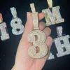 Pendanthalsband Dubbelskikt Initialer Brev Pendant Iced ut CZ Zircon Hip Hop Halsband för män Kvinnokedja Anpassade smycken Singel A-Z 230815