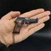 1 3 Solid Wood Handgreep M92F Metal Keychain Model Toy Gun Miniature Alloy Pistol Collection Toy Gift Pendant T230816