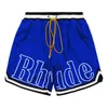 Men's Shorts Designer Rhude Mens Mesh Short Cargo Fashion Beach Elastic Band Pants Men High Quality Street Wear Red Blue Black Purple PantsMGPE